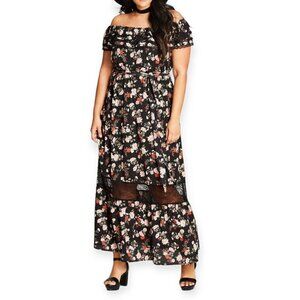 NWT‎ City Chic dress, Free Love Floral Maxi w/ lace trim  Plus Size 16/S